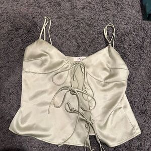Chic Light Green Satin Camisole Top
